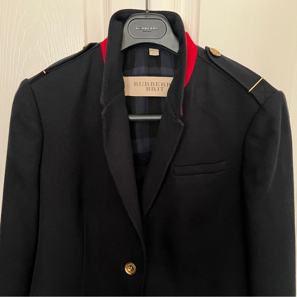 Burberry Navy Jacket with Bold Red Trim - Picture 3 of 12